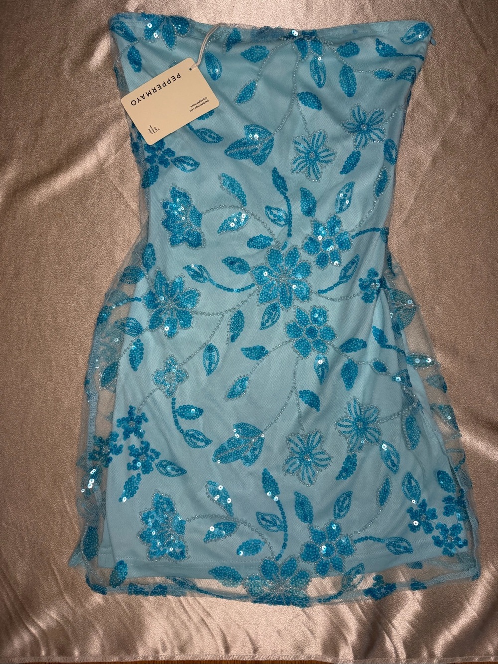 Peppermayo Moorey Beaded Mini Dress in Blue Size 2 NWT